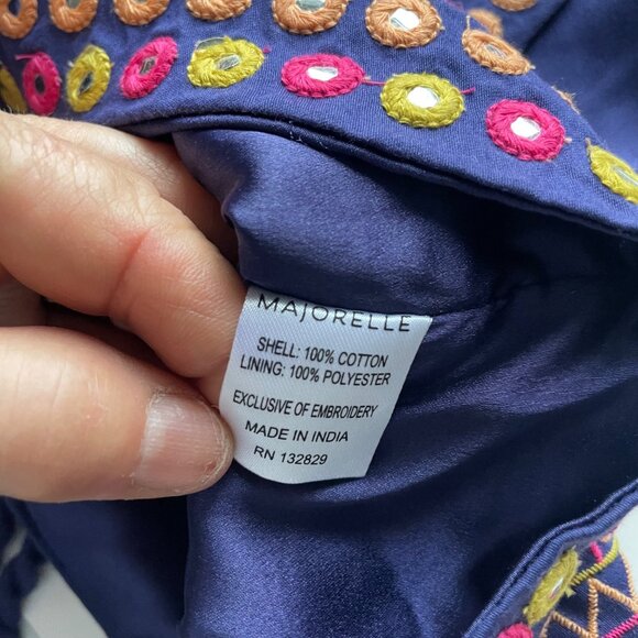 Majorelle Embroidered Cotton Sunset Mirrorwork & Tassels Top - Picture 7 of 7